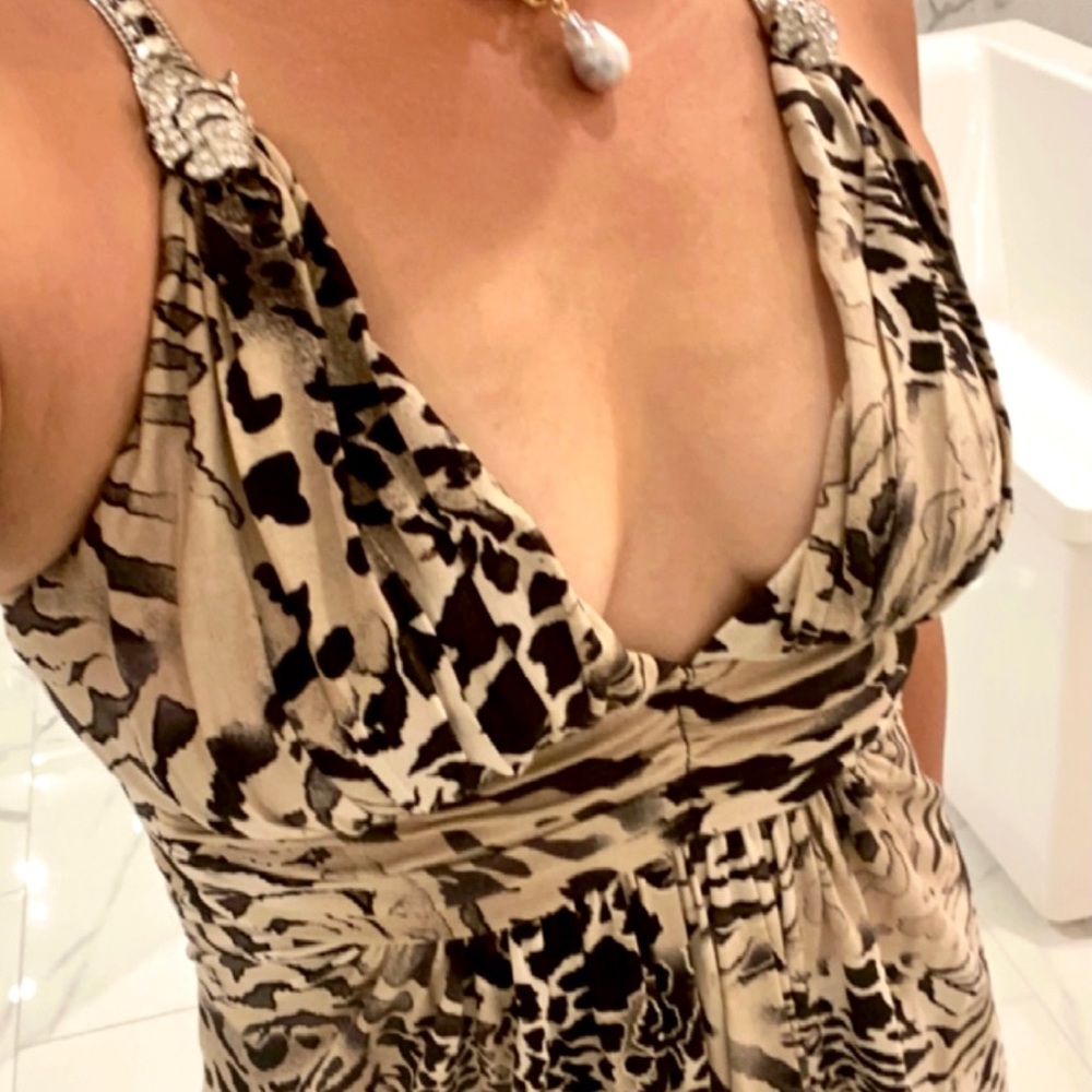 Sky Tiger Print Dress with Rhinestones Medium